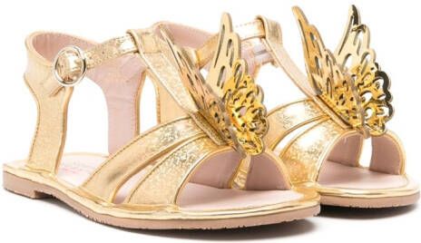 Sophia Webster Mini Celeste butterfly metallic sandals Gold