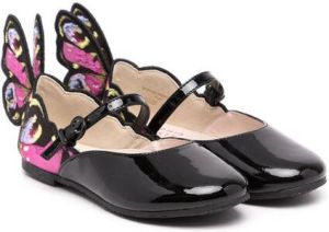 Sophia Webster Mini Chiara embroidered-wing leather-blend shoes Black