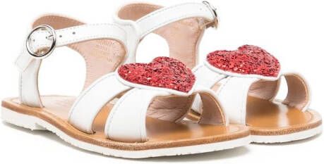 Sophia Webster Mini heart-patch cut-out leather sandals White