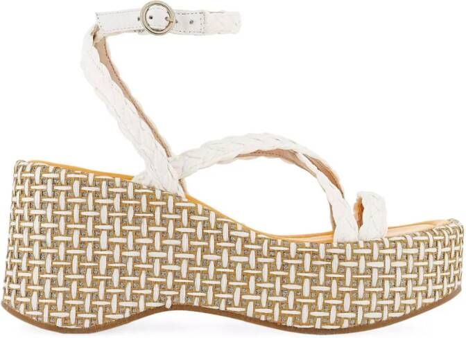 Sophia Webster Miranda 90mm flatform raffia sandals White