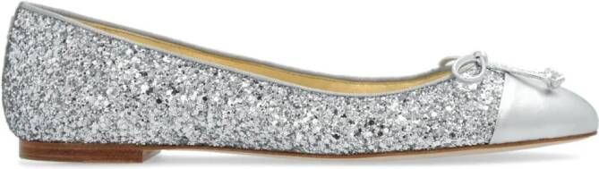 Sophia Webster Pirouette glittered ballerina shoes Silver