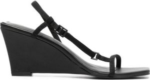 St. Agni Brassiere 73mm wedge leather sandals Black