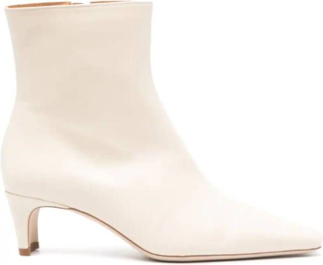 STAUD almond-toe 70mm leather boots Neutrals