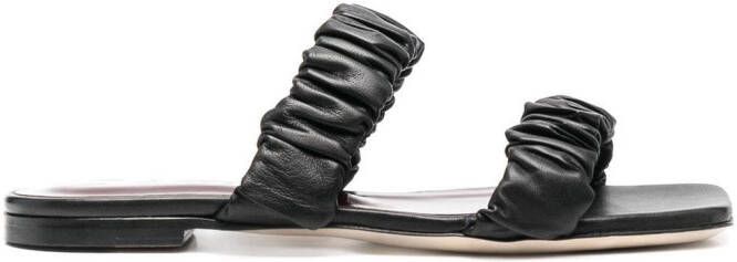STAUD Maya leather flat sandals Black