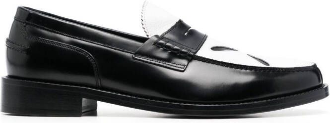 Stefan Cooke Slashed leather loafers Black