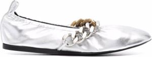 Stella McCartney chain-embellished elasticated ballerinas Silver