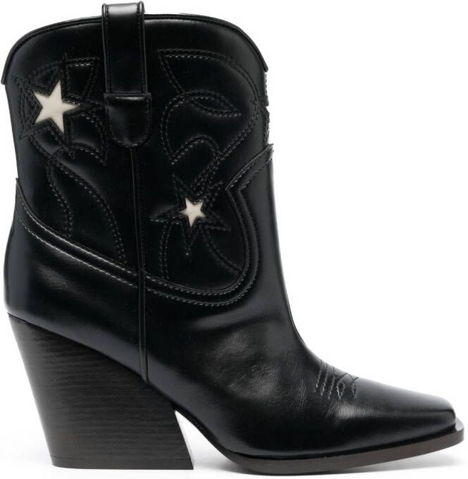 Stella McCartney Cloudy Alter 85mm embroidery cowboy boots Black