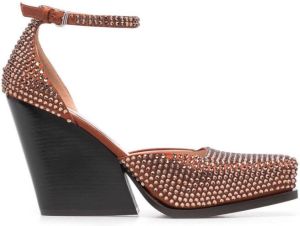 Stella McCartney crystal-embellished block-heel pumps Brown