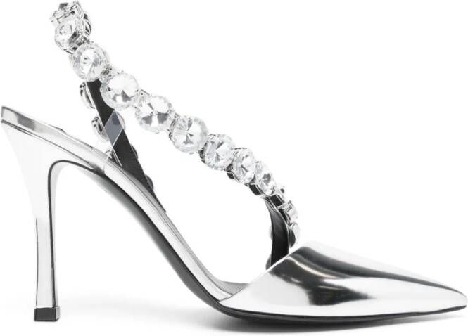 Stella McCartney crystal-embellished metallic pumps Silver