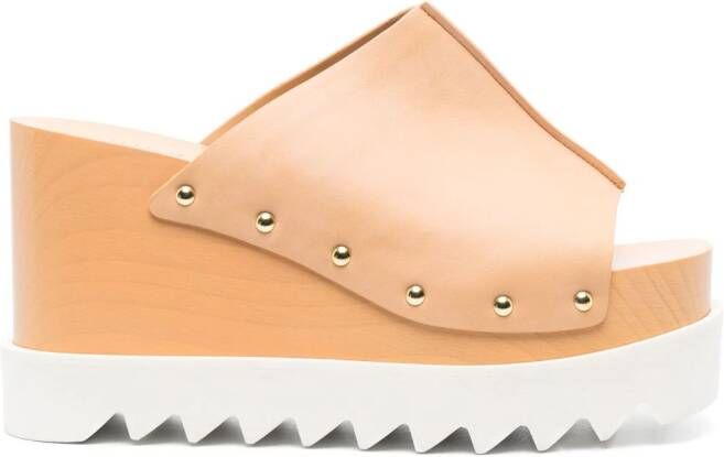 Stella McCartney Elyse studded wedge sandals Neutrals