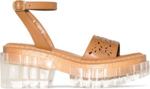 Stella McCartney Emilie perforated-detail platform sandals Brown