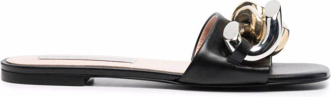 Stella McCartney Falabella chain-embellished flat sandals Black