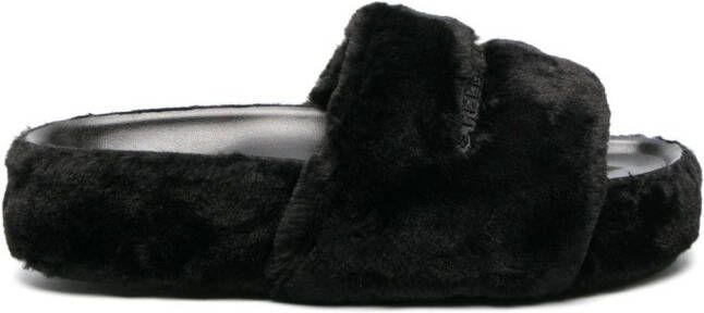 Stella McCartney faux-fur moulded-footbed slippers Black