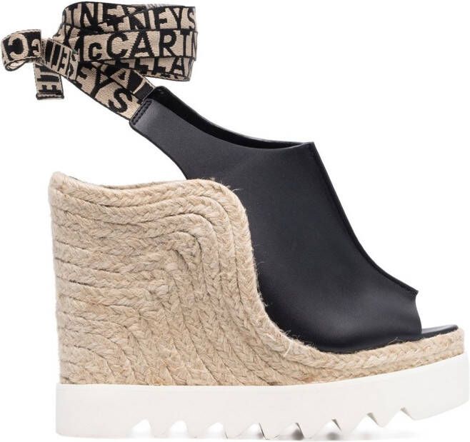 Stella McCartney Gaia wedge platform espadrilles Black