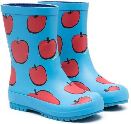 Stella McCartney Kids apple-print rain boots Blue