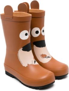 Stella McCartney Kids bear-motif rain boots Brown