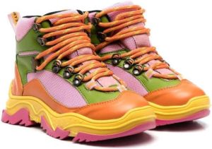 Stella McCartney Kids colour-block lace-up boots Pink