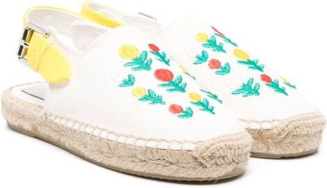 Stella McCartney Kids floral-embroidered slingback espadrilles White