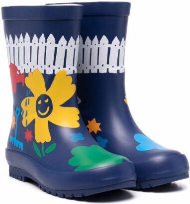 Stella McCartney Kids floral wellington boots Blue