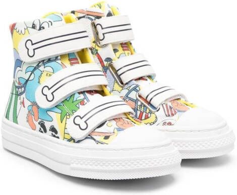 Stella McCartney Kids graphic-print touch-strap sneakers White