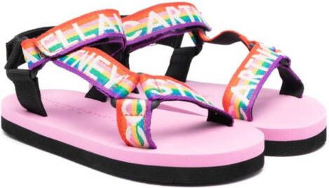 Stella McCartney Kids logo-print flat sandals Pink