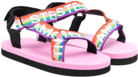 Stella McCartney Kids logo-print touch-strap sandals Pink