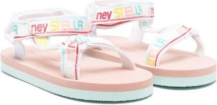 Stella McCartney Kids logo-print touch-strap sandals White