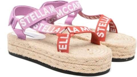Stella McCartney Kids logo-tape sandals Pink