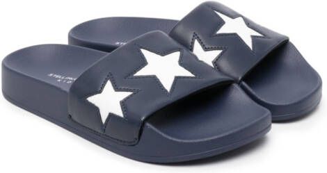 Stella McCartney Kids star-patches leather slippers Blue