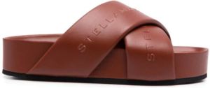 Stella McCartney logo-strap flatform sandals Brown
