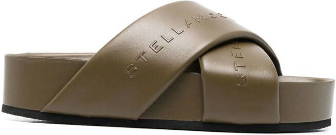 Stella McCartney logo-strap flatform sandals Green