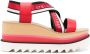 Stella McCartney Sneak-Elyse Striped Platform Sandals Red - Thumbnail 1