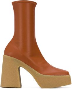 Stella McCartney sock-style platform 120mm ankle boots Brown