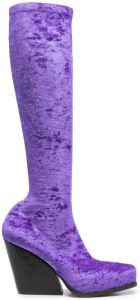 Stella McCartney velour knee-high boots Purple