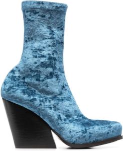 Stella McCartney velour stretch ankle boots Blue