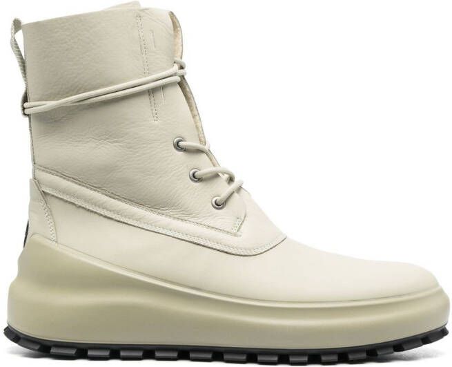 Stone Island Shadow Project logo-patch leather boots Green