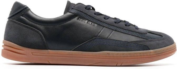 Stone Island suede-trimmed low-top sneakers Blue