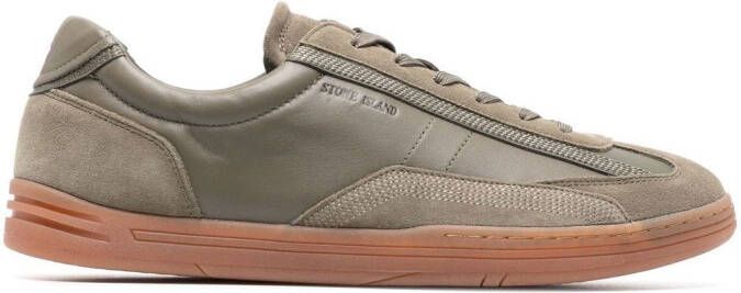 Stone Island suede-trimmed low-top sneakers Brown