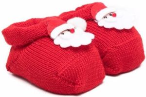 Story Loris Santa Claus crib shoes & beanie set Red