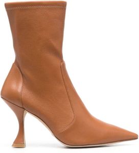 Stuart Weitzman 100mm heeled leather boots Brown