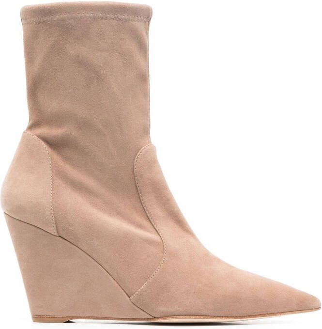 Stuart Weitzman 160mm concealed-wedge ankle boots Neutrals