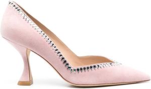 Stuart Weitzman 70mm suede crystal-embellished pumps Pink