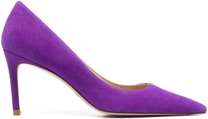 Stuart Weitzman 75mm pointed suede pumps Purple