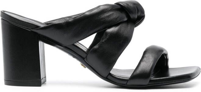 Stuart Weitzman 85mm knot-detail leather mules Black