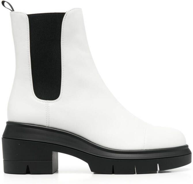 Stuart Weitzman block-heel leather Chelsea boots White