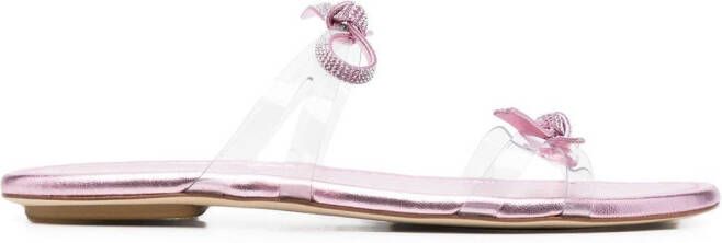 Stuart Weitzman bow-detail embellished sandals White