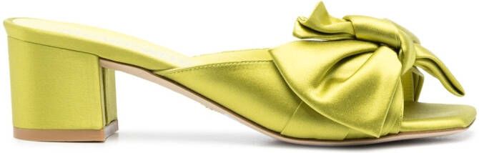 Stuart Weitzman bow-detail leather mules Green