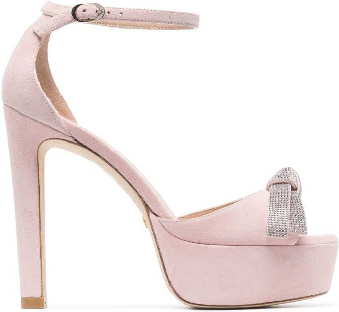 Stuart Weitzman bow detail strap heels Pink