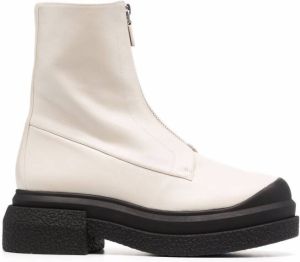 Stuart Weitzman Charli zip leather ankle boots White
