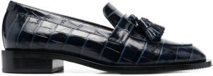 Stuart Weitzman crocodile-effect tasseled loafers Blue